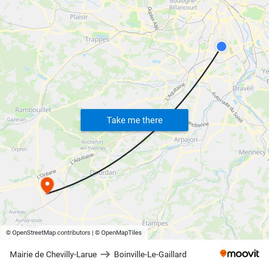 Mairie de Chevilly-Larue to Boinville-Le-Gaillard map