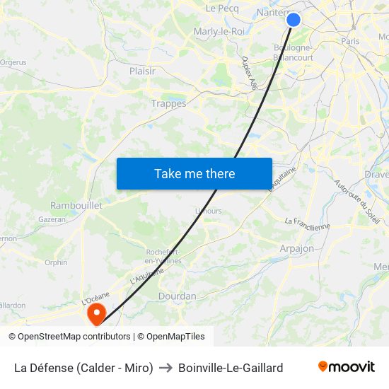 La Défense (Calder - Miro) to Boinville-Le-Gaillard map