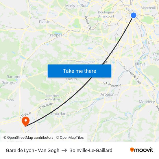 Gare de Lyon - Van Gogh to Boinville-Le-Gaillard map
