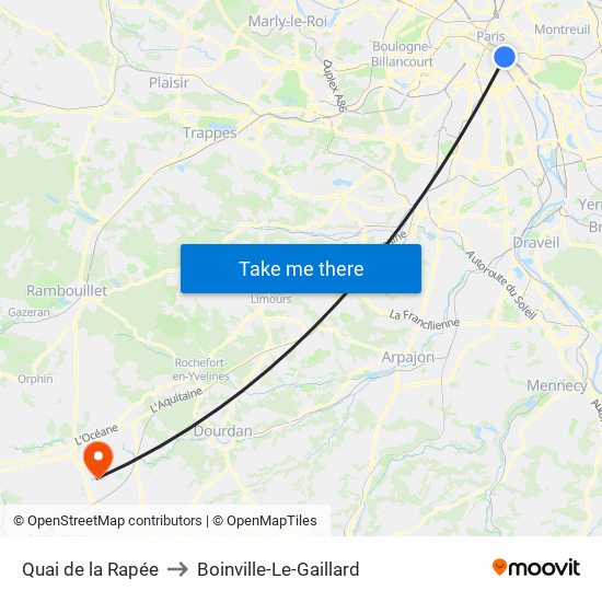 Quai de la Rapée to Boinville-Le-Gaillard map