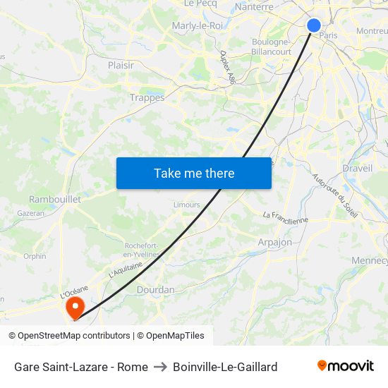 Gare Saint-Lazare - Rome to Boinville-Le-Gaillard map