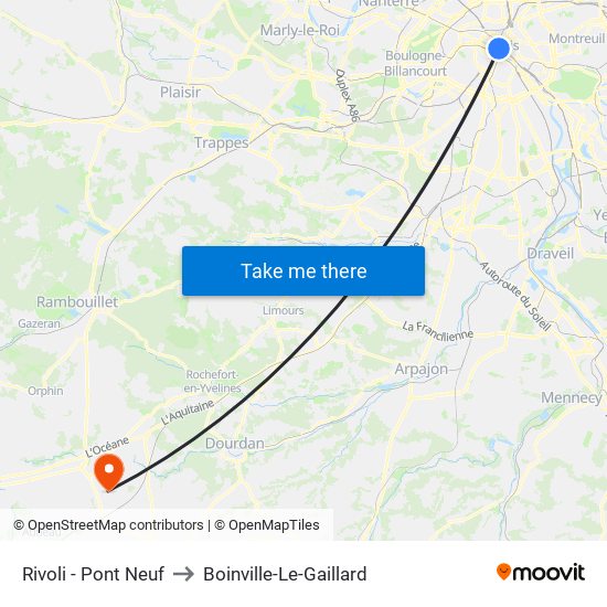 Rivoli - Pont Neuf to Boinville-Le-Gaillard map
