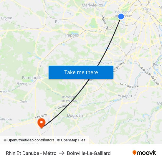 Rhin Et Danube - Métro to Boinville-Le-Gaillard map