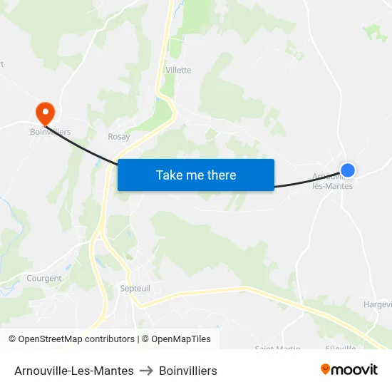 Arnouville-Les-Mantes to Boinvilliers map