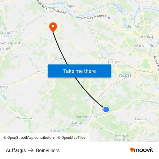 Auffargis to Boinvilliers map