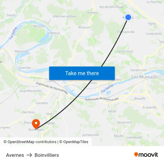 Avernes to Boinvilliers map