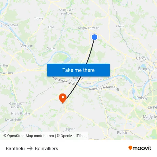 Banthelu to Boinvilliers map