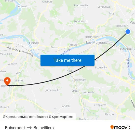 Boisemont to Boinvilliers map