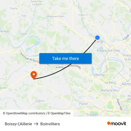 Boissy-L'Aillerie to Boinvilliers map