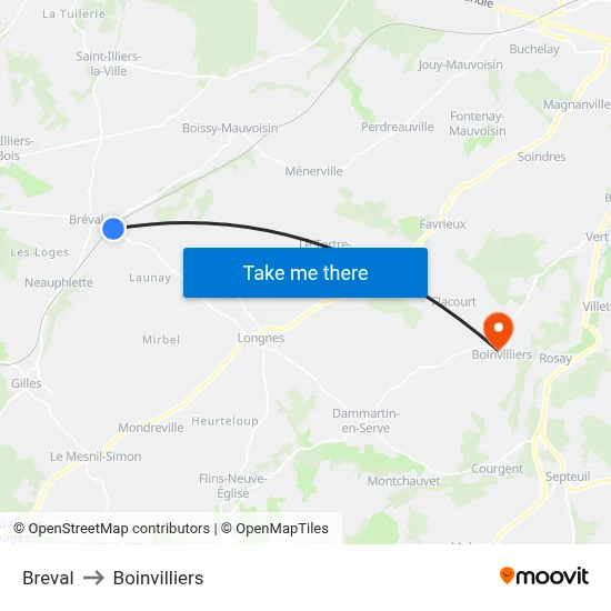 Breval to Boinvilliers map