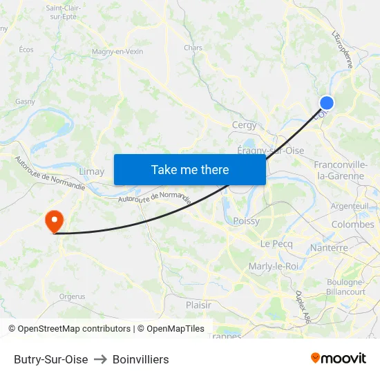 Butry-Sur-Oise to Boinvilliers map