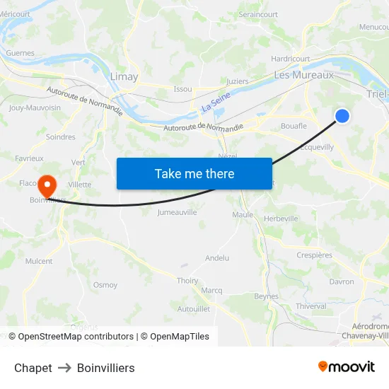 Chapet to Boinvilliers map