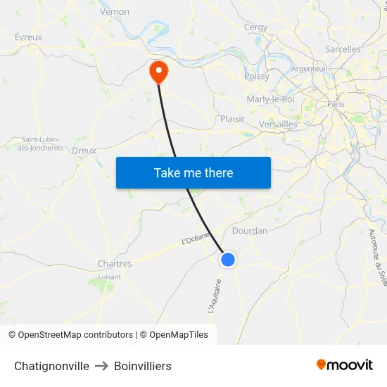 Chatignonville to Boinvilliers map