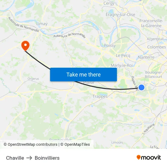 Chaville to Boinvilliers map
