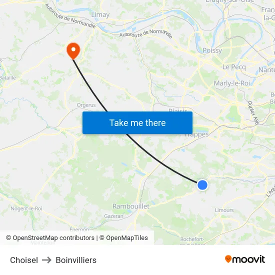 Choisel to Boinvilliers map