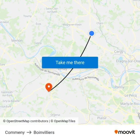 Commeny to Boinvilliers map