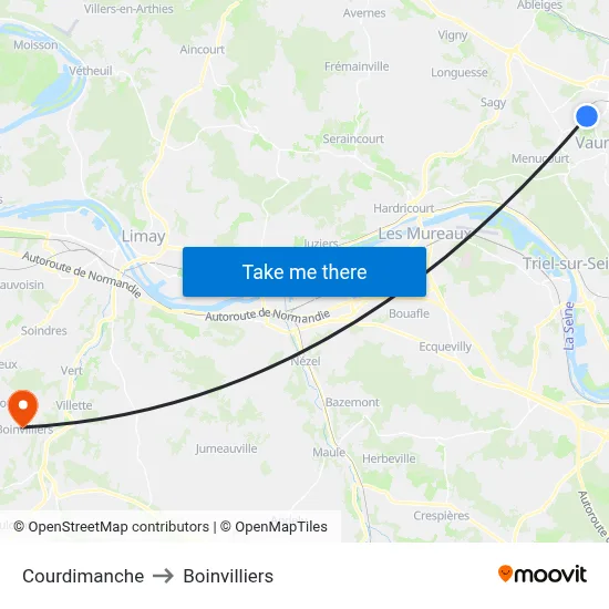 Courdimanche to Boinvilliers map