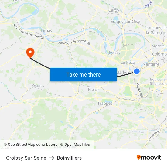 Croissy-Sur-Seine to Boinvilliers map