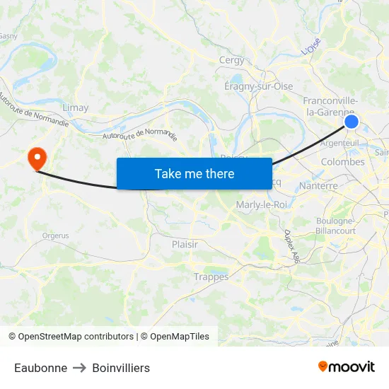 Eaubonne to Boinvilliers map