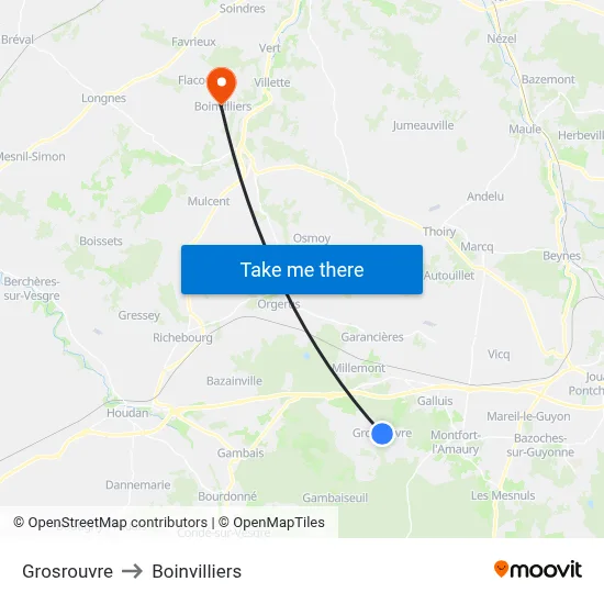 Grosrouvre to Boinvilliers map