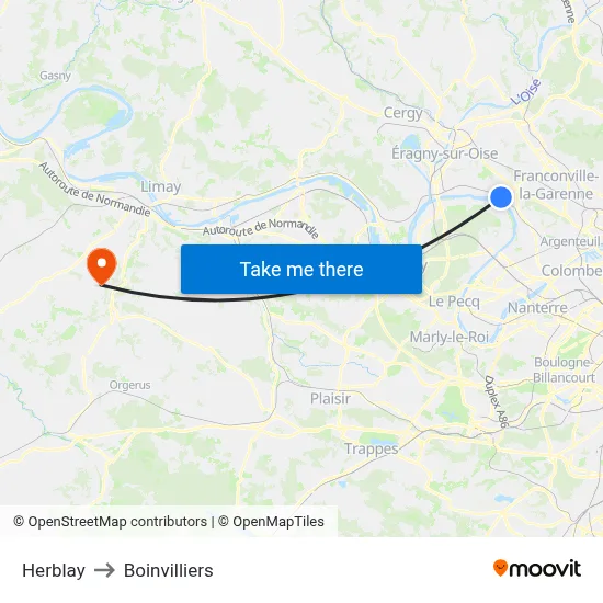 Herblay to Boinvilliers map