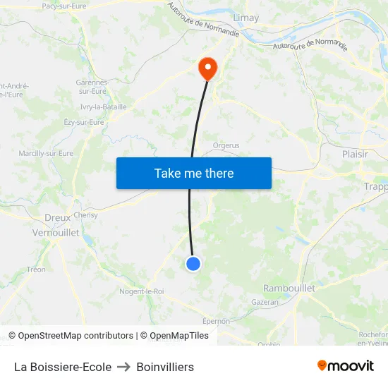 La Boissiere-Ecole to Boinvilliers map