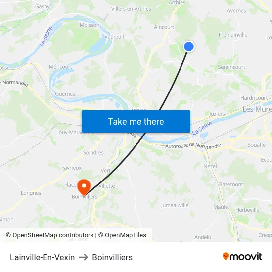 Lainville-En-Vexin to Boinvilliers map