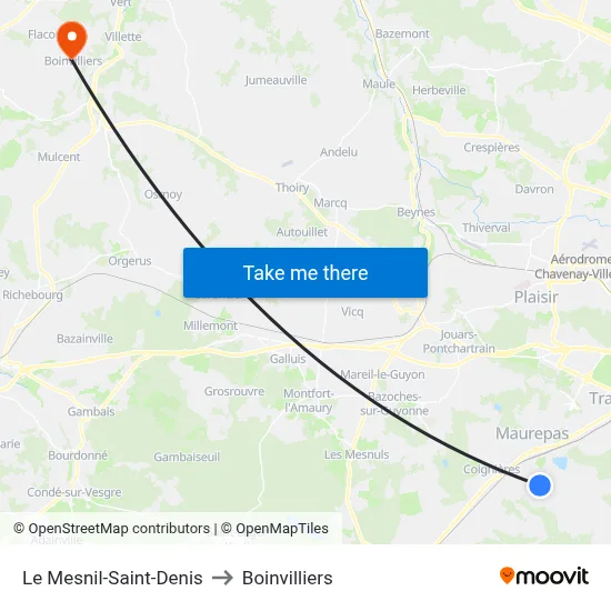 Le Mesnil-Saint-Denis to Boinvilliers map
