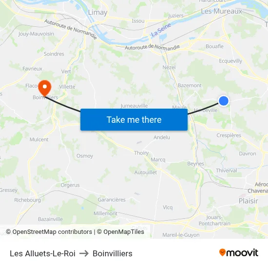 Les Alluets-Le-Roi to Boinvilliers map