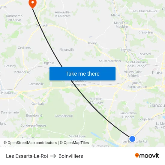 Les Essarts-Le-Roi to Boinvilliers map