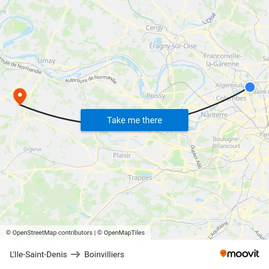 L'Ile-Saint-Denis to Boinvilliers map
