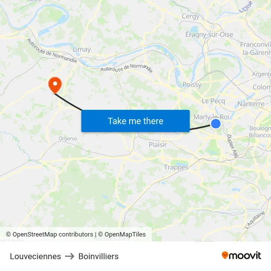 Louveciennes to Boinvilliers map