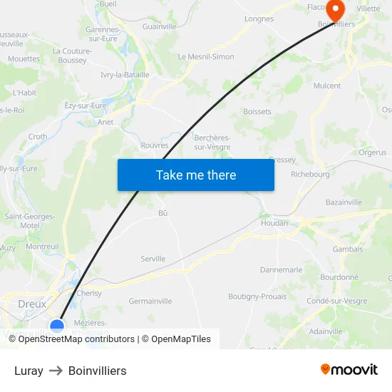 Luray to Boinvilliers map