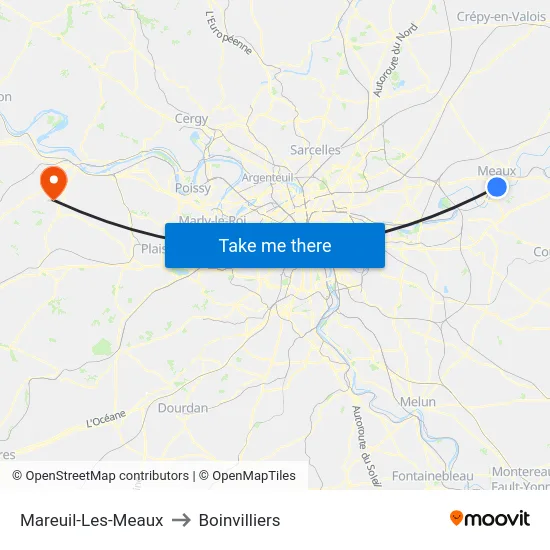 Mareuil-Les-Meaux to Boinvilliers map