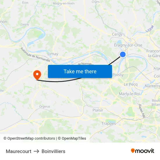 Maurecourt to Boinvilliers map