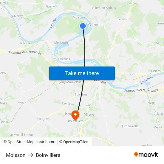 Moisson to Boinvilliers map