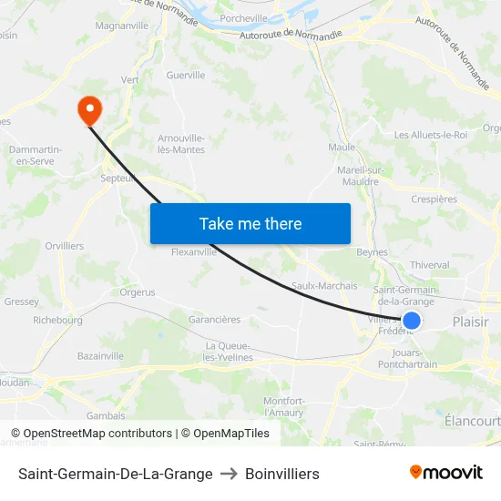 Saint-Germain-De-La-Grange to Boinvilliers map