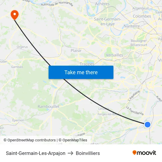 Saint-Germain-Les-Arpajon to Boinvilliers map