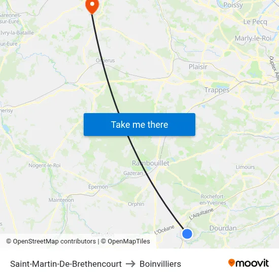 Saint-Martin-De-Brethencourt to Boinvilliers map