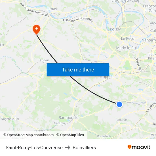 Saint-Remy-Les-Chevreuse to Boinvilliers map