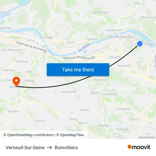 Verneuil-Sur-Seine to Boinvilliers map