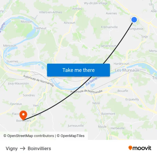 Vigny to Boinvilliers map