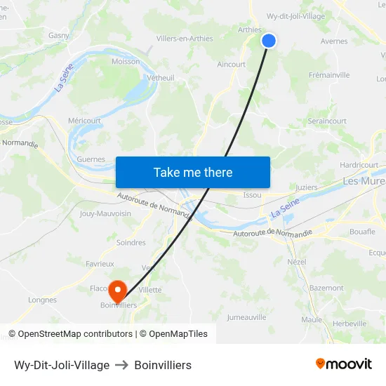 Wy-Dit-Joli-Village to Boinvilliers map