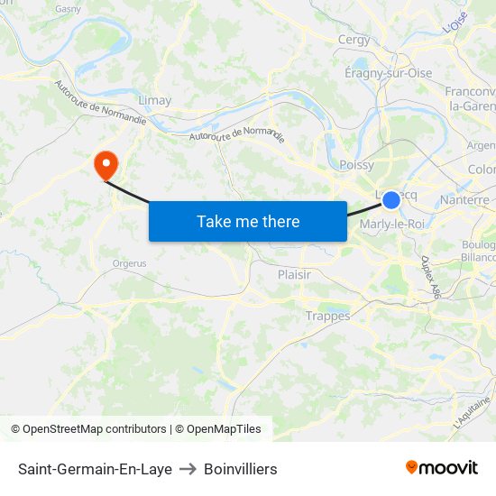 Saint-Germain-En-Laye to Boinvilliers map