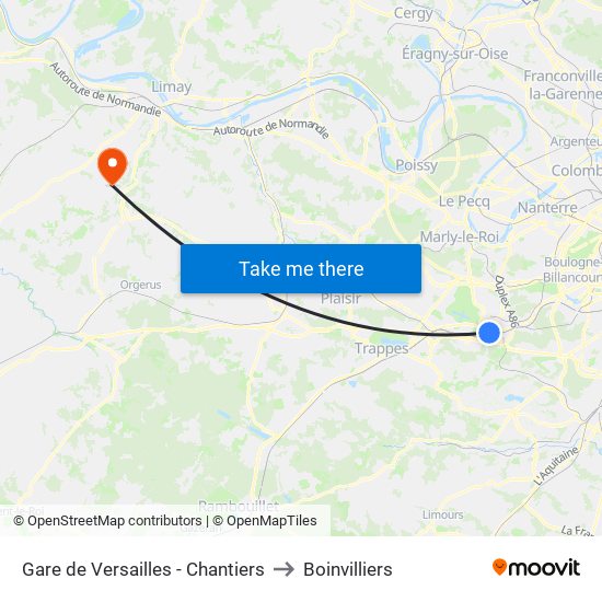 Gare de Versailles - Chantiers to Boinvilliers map