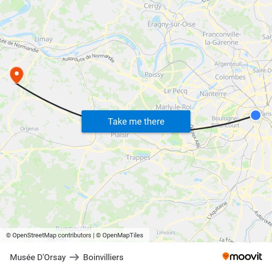 Musée D'Orsay to Boinvilliers map