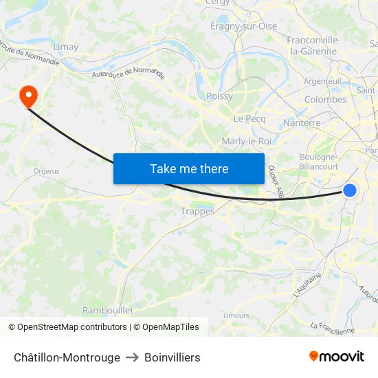 Châtillon-Montrouge to Boinvilliers map