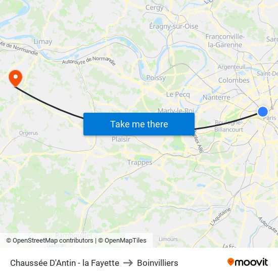 Chaussée D'Antin - la Fayette to Boinvilliers map