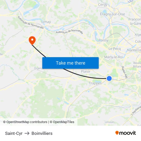 Saint-Cyr to Boinvilliers map
