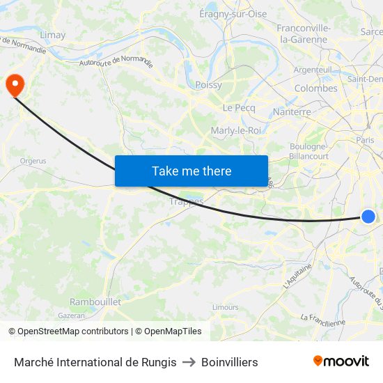Marché International de Rungis to Boinvilliers map